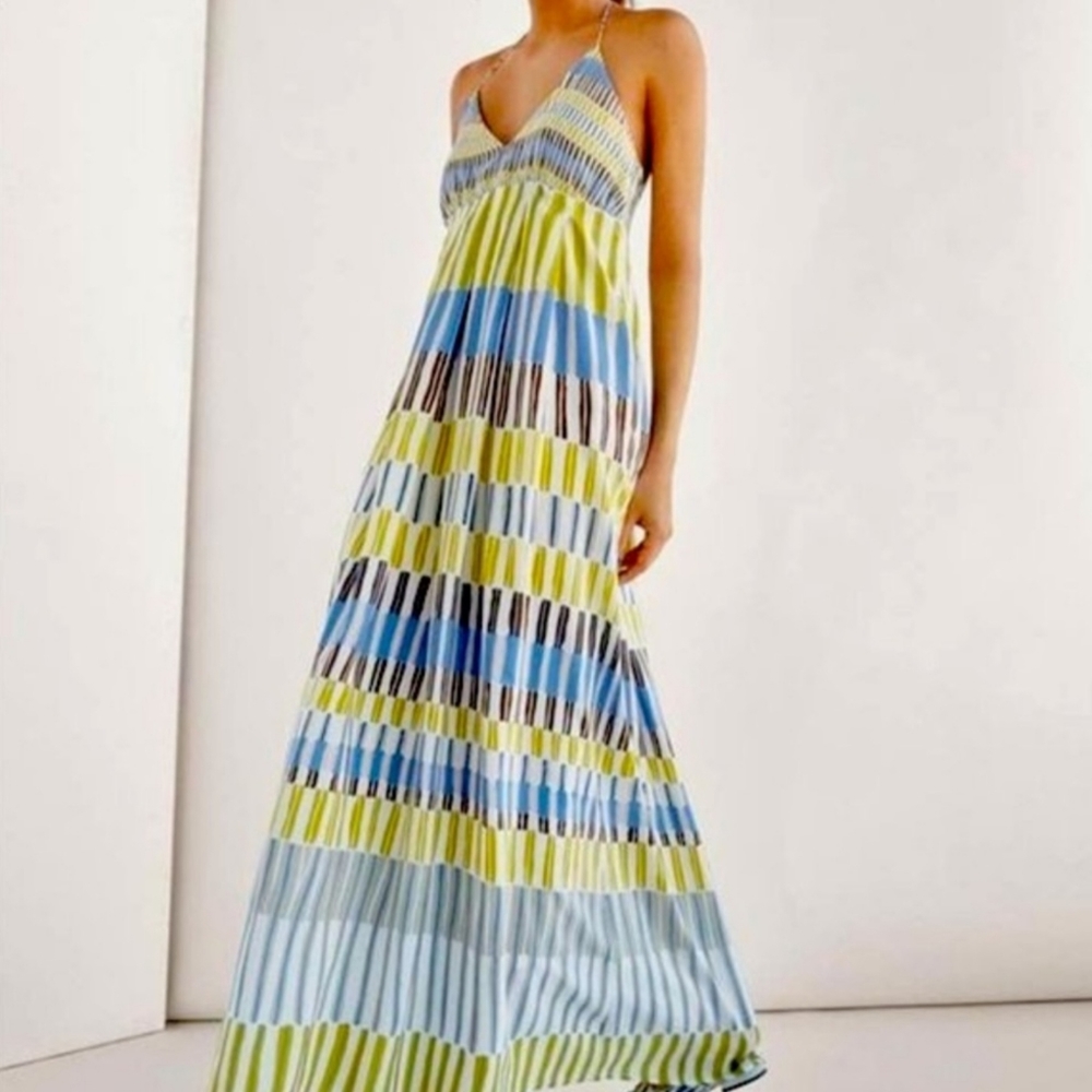 Massimo Dutti Striped Halter Maxi Dress